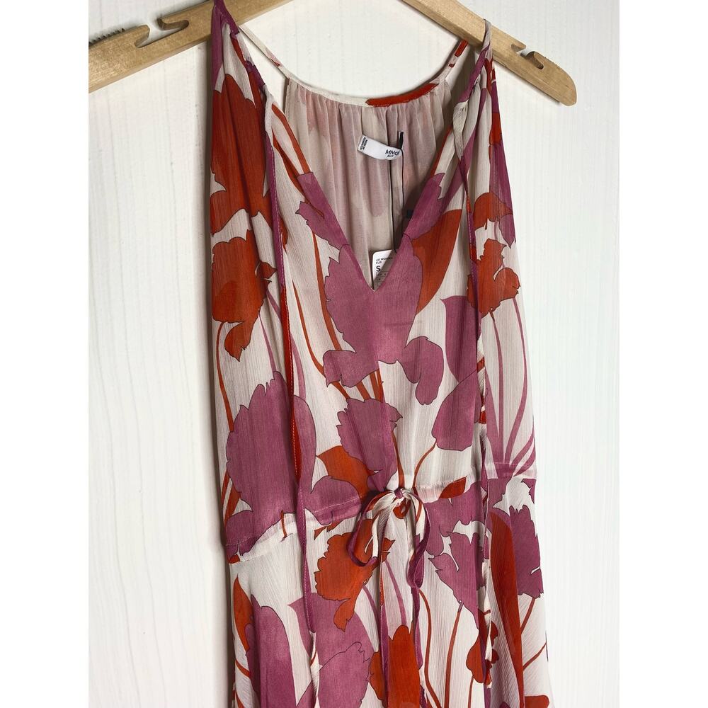 Mango Floral Pink Sleeveless Halter Maxi Gown Dress NWT US 4 - Picture 13 of 16
